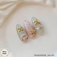 KiraNail プチPリボン ゴールド 10P