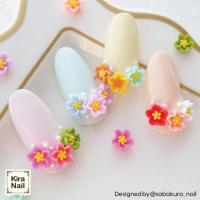 KiraNail フラワーアラカルト&ブリオン 和花カラフル