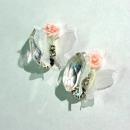 カロンオリジナル バタフライ付クリアラウンドストーン WH 2P