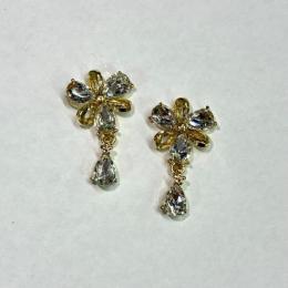 カロンオリジナル クリスタルゴールド フラワーチャーム 2P