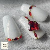 KiraNail リーフストーン レッド 4mm 10P