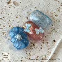 KiraNail ミニカラーリボン ミッシェル ブルー 10P
