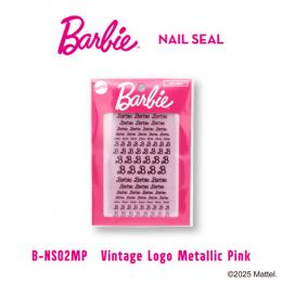 Barbie ネイルシール ビンテージロゴ メタリックピンク