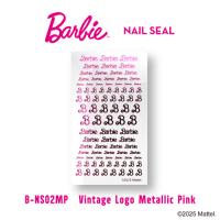Barbie ネイルシール ビンテージロゴ メタリックピンク