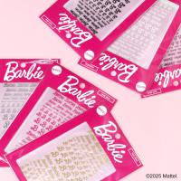 Barbie ネイルシール ビンテージロゴ メタリックピンク