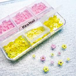 KiraNail フラワーアラカルト&ブリオン ピンク&イエロー