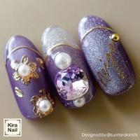 KiraNail スクエアドロップストーン エリザパープル