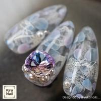 KiraNail スクエアドロップストーン エリザパープル