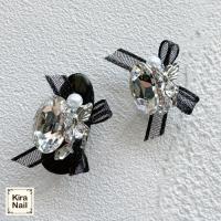 KiraNail シュリータ クリアストーン&ブラックリボン