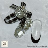 KiraNail シュリータ クリアストーン&ブラックリボン