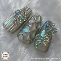 KiraNail オーロララインリボン オーロラブルー 10P