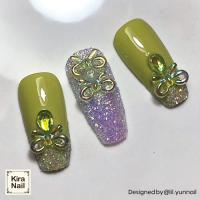 KiraNail オーロララインリボン オーロラグリーン 10P