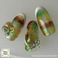 KiraNail オーロララインリボン オーロラグリーン 10P