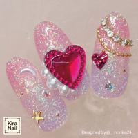 KiraNail ビビハニーハート ショッキングピンク 5P